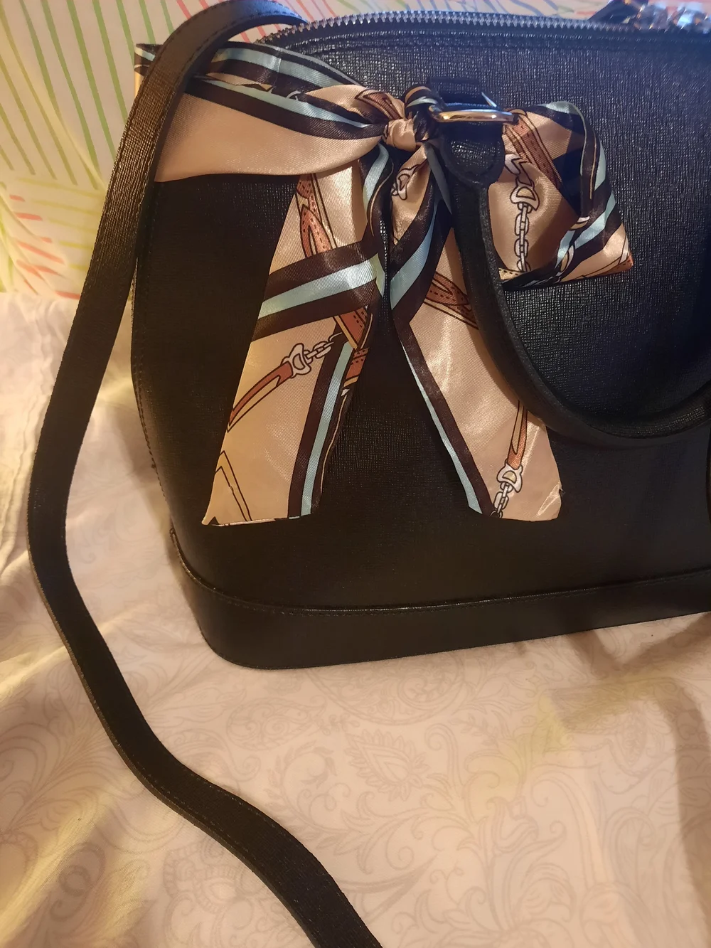 Host Pick **FiORE Black Dome Satchel with Scarf Accent